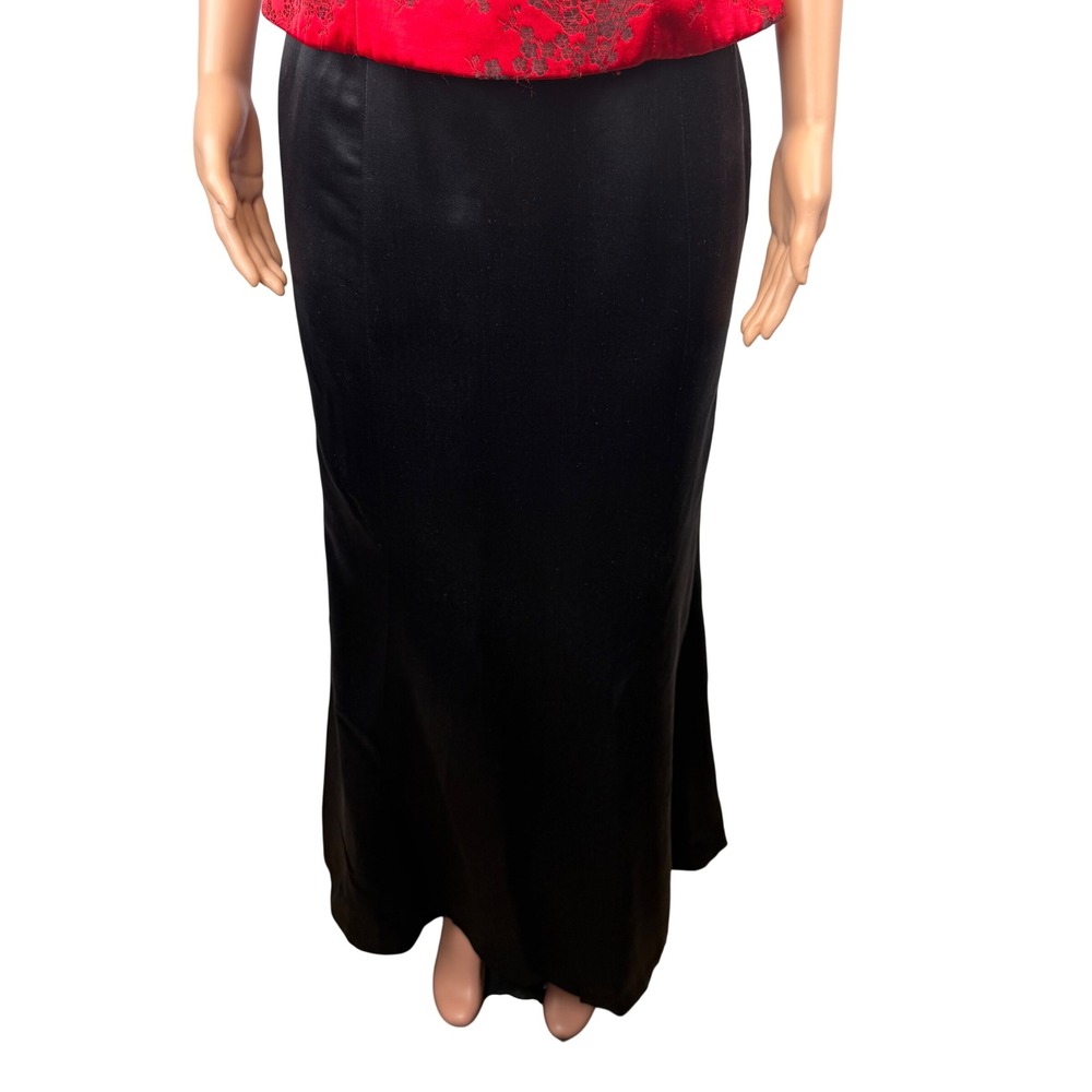 Lafayette 148 New York Satin Maxi Skirt Black Column Formal Quiet Luxury 10P